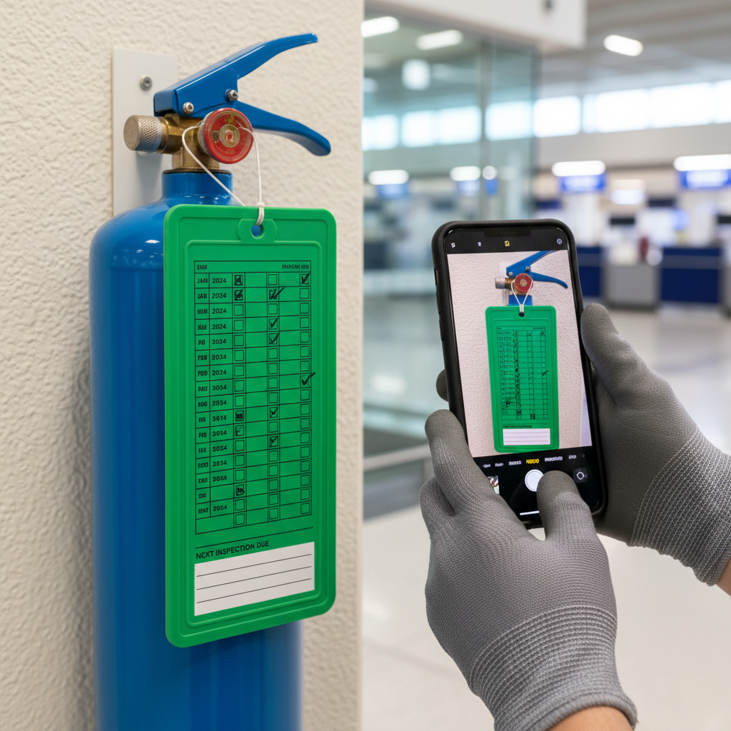 Fire extinguisher inspection tag