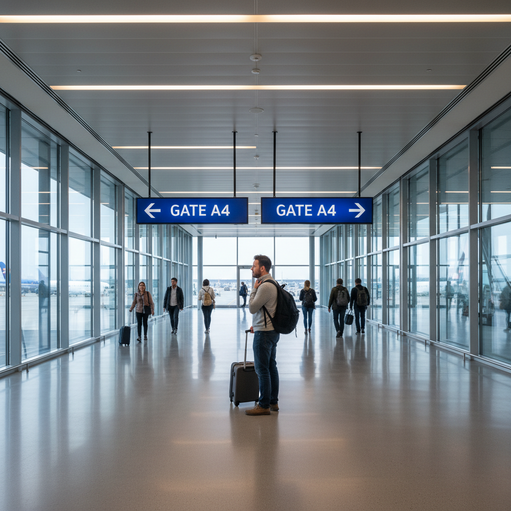 Confusing airport wayfinding signage
