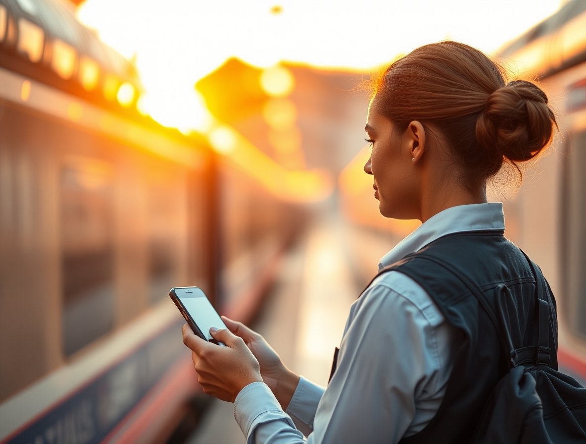 Woman at train station making complaint on Sensfix facilities maintenance application